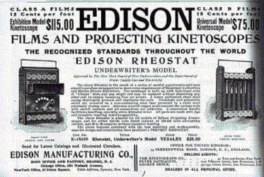 Publicité pour le kinetoscope Edison
