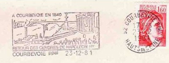 Flamme d'une enveloppe sur le retour des cendres de Napoléon 1er